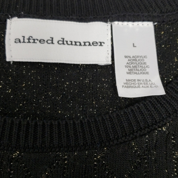 Alfred Dunner Black Sweater Gold Metalic L VGUC - Picture 3 of 9